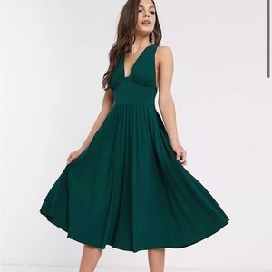ASOS Pleated Green Dress Size XS
